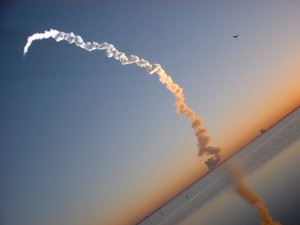 Discovery fly to the space.